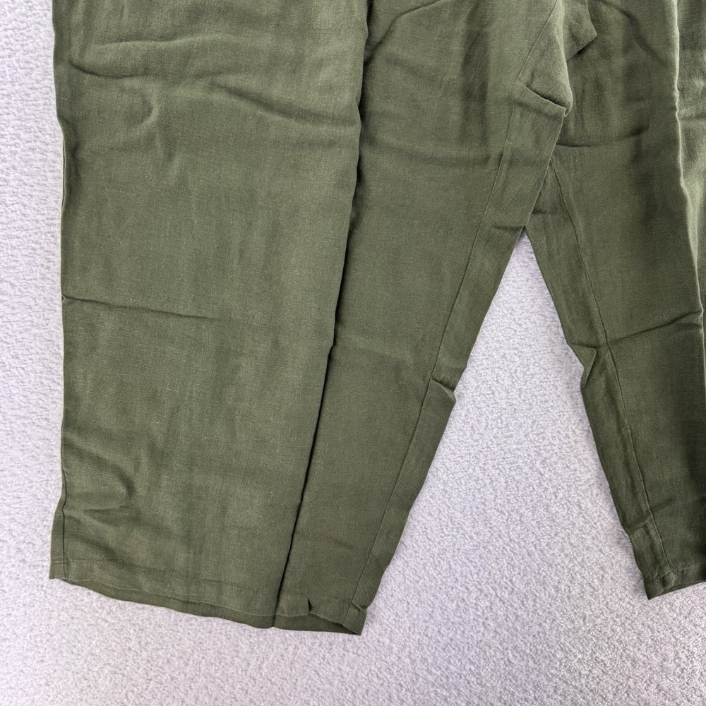 Susan Graver Regular Pure Easy Linen Utility Crop Pant Size 4x Olive Green - Picture 5 of 9